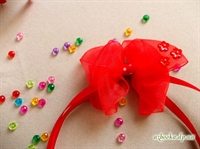 Бант для волос (красный, органза).