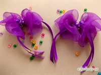 Бант для волос (фиолетовый, органза, цветочек).