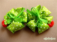 Бант для волос (салатовый, текстиль, яблочко).