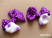 Бант для волос (фиолетовый + белый, текстиль, звездочки).