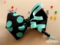 Бант для волос (текстиль: черный, бирюза, бусинки).