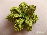 Бант для волос (кружево, оливковый, хрусталики).